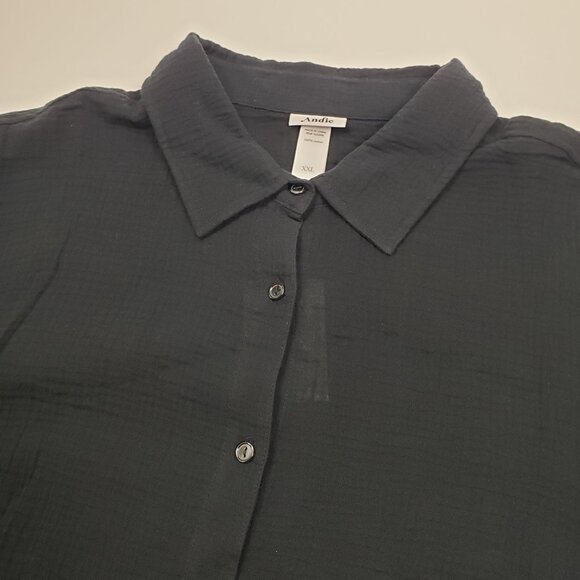Andie Swim The Corvo Button-Up Cover-Up Shirt Women's XXL Black Cotton Gauze NWT - Picture 12 of 16